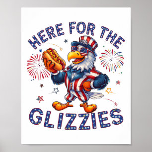 Hier voor de Glizzies Hot Dog America vlag Poster