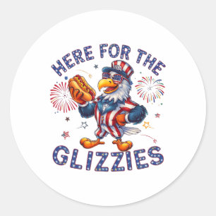 Hier voor de Glizzies Hot Dog America vlag Ronde Sticker