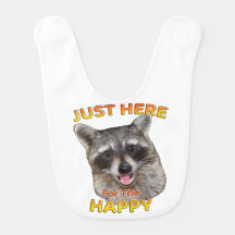 Hier voor de Happy Raccoon Baby Bib