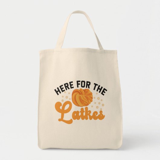Hier voor de Latkes Funny Jewish Hanukah Holiday Tote Bag (Voorkant)