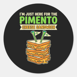 Hier voor de pimento kaassandwich golf humor ronde sticker