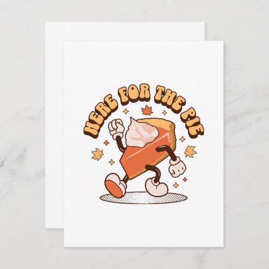 Hier voor de taart - Grappige Thanksgiving pompoen Informatiekaartje (Voorkant / Achterkant)