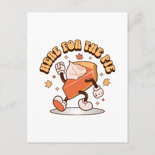 Hier voor de taart - Grappige Thanksgiving pompoen Informatiekaartje (Achterkant)