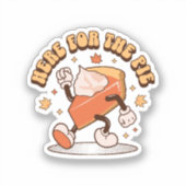 Hier voor de taart - Grappige Thanksgiving Pompoen Sticker (Voorkant)