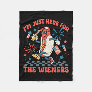 Hier voor de Wieners 4 juli Patriottische Mannen W Fleece Deken