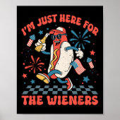 Hier voor de Wieners 4 juli Patriottische Mannen W Poster