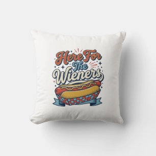 Hier Voor De Wieners Vintage Hot Dog T-shirt_1 Kussen