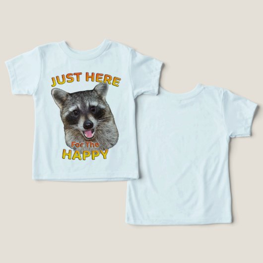 Hier voor het Happy Raccoon Peuter T-shirt (Ontwerp Voorkant & Achterkant)