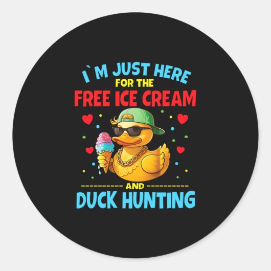 Hier voor het ijs en de eendenjacht ronde sticker (Voorkant)