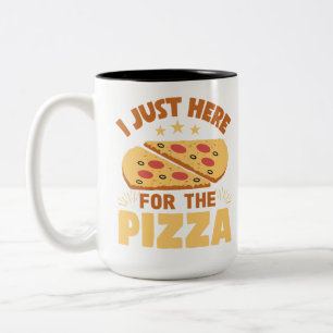 Hier voor het pizza Shirt   Grappige pizza liefde Tweekleurige Koffiemok