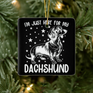 Hier voor mijn teckel Hondenliefhebber Cool Birthd Keramisch Ornament