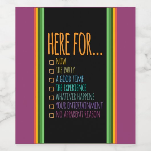 Hier voor nu Stripes Gfx Zwart BG Wijn Etiket (Enkel label)