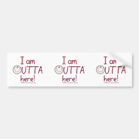 Hier weg! honkbalpersonage bumpersticker (Voorkant)