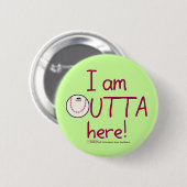 Hier weg! honkbalpersonage ronde button 5,7 cm (Voorkant /achterkant)