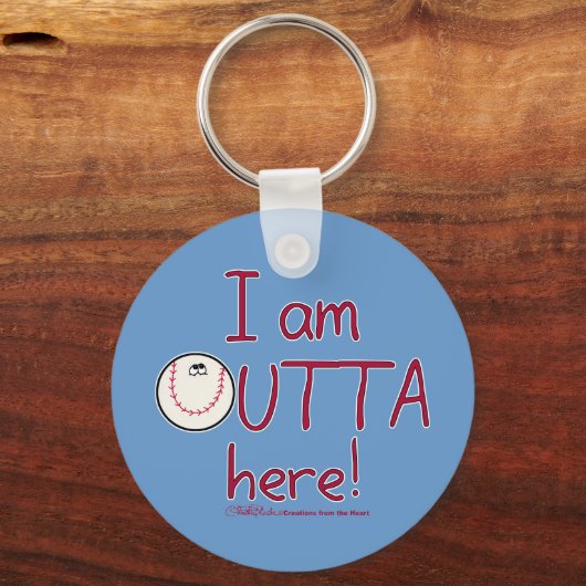 Hier weg! honkbalpersonage sleutelhanger (Voorkant)