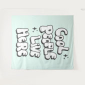 Hier wonen coole mensen wandkleed (Voorkant (horizontaal))