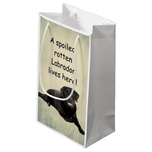 Hier woont een geroomde labrador klein cadeauzakje (Achterkant Gekanteld)