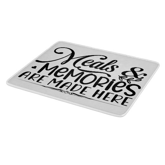 Hier worden maaltijden en herinneringen gemaakt snijplank (Hoek)