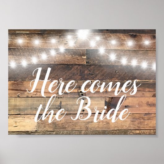 Hier zie je de bride Rustic Wood lights strengen Poster (Voorkant)
