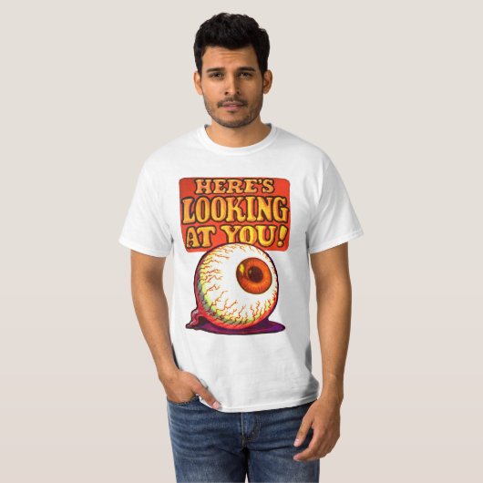 Hier zie je, Retro Eyeball White T-Shirt (Voorkant volledig)
