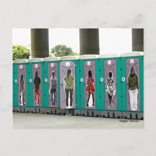 Hier zijn de John/Portable Toilets:) Briefkaart (Voorkant)