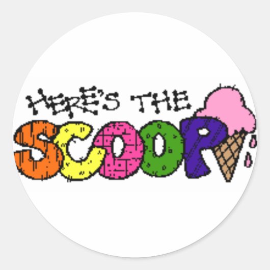 Hier zijn de Scoop-Stickers Ronde Sticker (Voorkant)