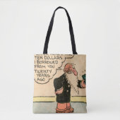 "Hier zijn de tien dollar die ik van je hou" Canva Tote Bag (Voorkant)
