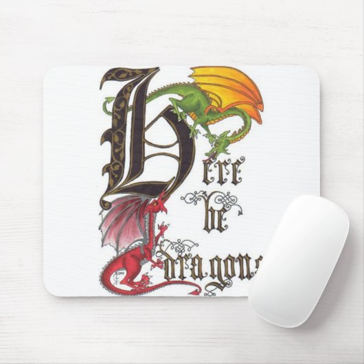 Hier zijn Dragons Mousepad Muismat (Met muis)