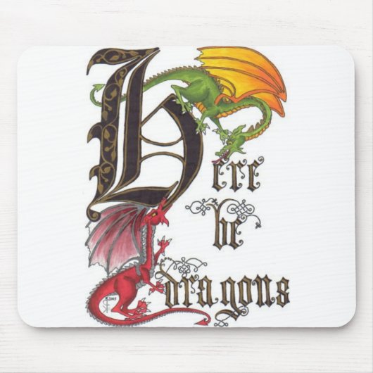 Hier zijn Dragons Mousepad Muismat (Voorkant)