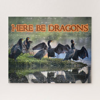 Hier zijn Draken Aalscholvers zijwaarts gericht Legpuzzel