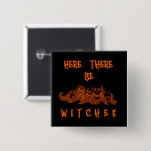 Hier zijn er heksen vierkante button 5,1 cm (Voorkant /achterkant)