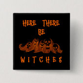 Hier zijn er heksen vierkante button 5,1 cm (Voorkant)