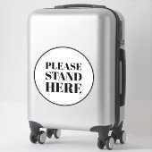 Hier zwart-wit grote vloercirkel sticker (Koffer)