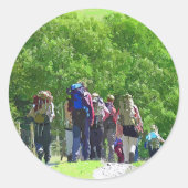 HIERMEE RONDE STICKER (Voorkant)