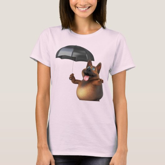 Hiermee wordt 3D Universe Cute Dog met mbrella T-S T-shirt (Voorkant)
