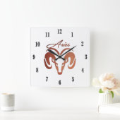 Hiermee wordt de Ram Zodiac Glass Square Wall klok (Huis)