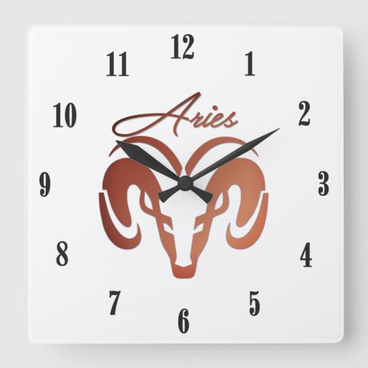 Hiermee wordt de Ram Zodiac Glass Square Wall klok (Voorkant)