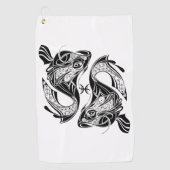 Hiermee wordt het symbool visdierentuin en -teken golfhanddoek (Voorkant)