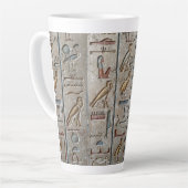 Hiëroglief Oud Egypte Taal Gegraveerde Tekst Latte Mok (Linkerhoek)