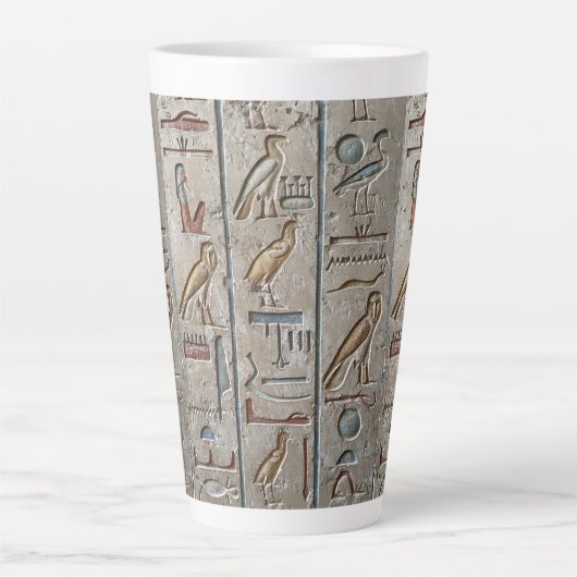 Hiëroglief Oud Egypte Taal Gegraveerde Tekst Latte Mok (Voorkant)
