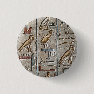 Hiëroglief Oud Egypte Taal Gegraveerde Tekst Ronde Button 3,2 Cm