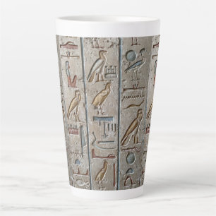 Hieroglief Oude Egyptische Taal Gegraveerde Tekst Latte Mok
