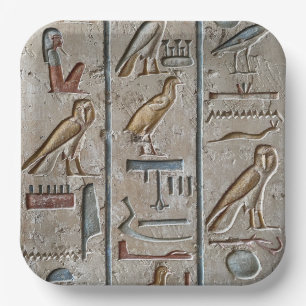 Hieroglief Oude Egyptische Taal Gegraveerde Tekst  Papieren Bordje