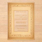 Hieroglyphic Motifs Papyrus Ancient Egypt Wedding Acryl Uitnodigingen (Voorkant)