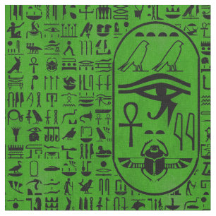 Hieroglyphics Green Stof