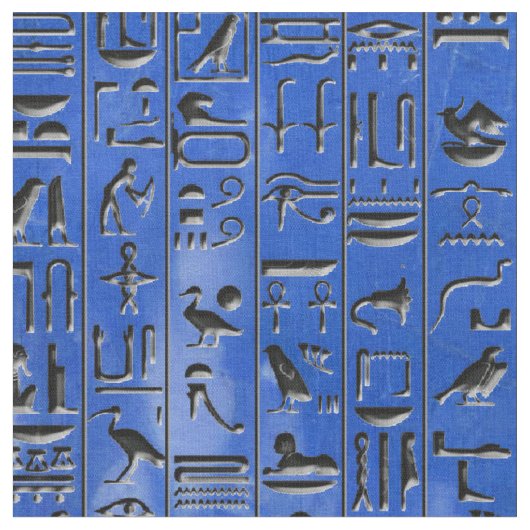Hieroglyphics in Lapis Lazuli Stof (Close Up)
