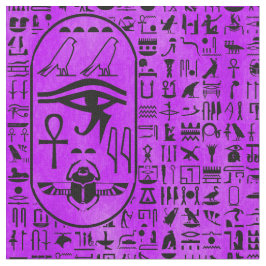 Hieroglyphics Paars Stof