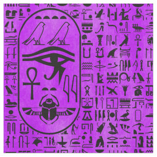 Hieroglyphics Paars Stof