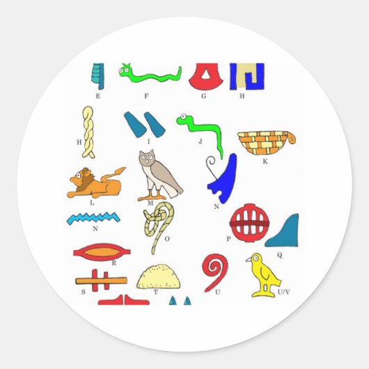 Hieroglyphics Ronde Sticker (Voorkant)