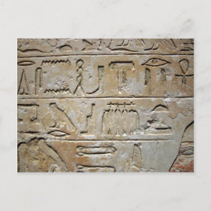 Hieroglyphikken op een steenmuur briefkaart